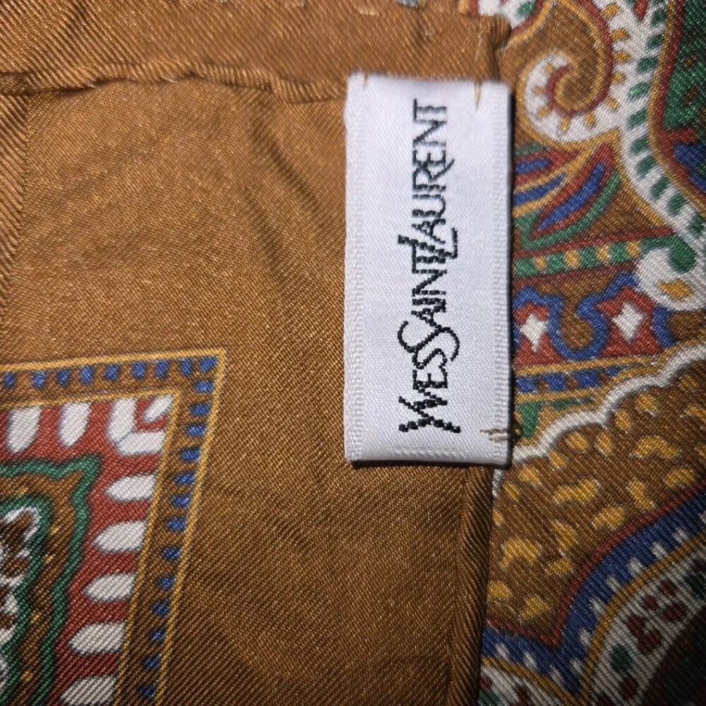 EUC Authentic YSL Paisley Print Silk Scarf